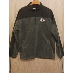 Kansas City Chiefs‎ Antigua Mens Black/Charcoal Embroidered 1/4 Zip Fleece 2XL.